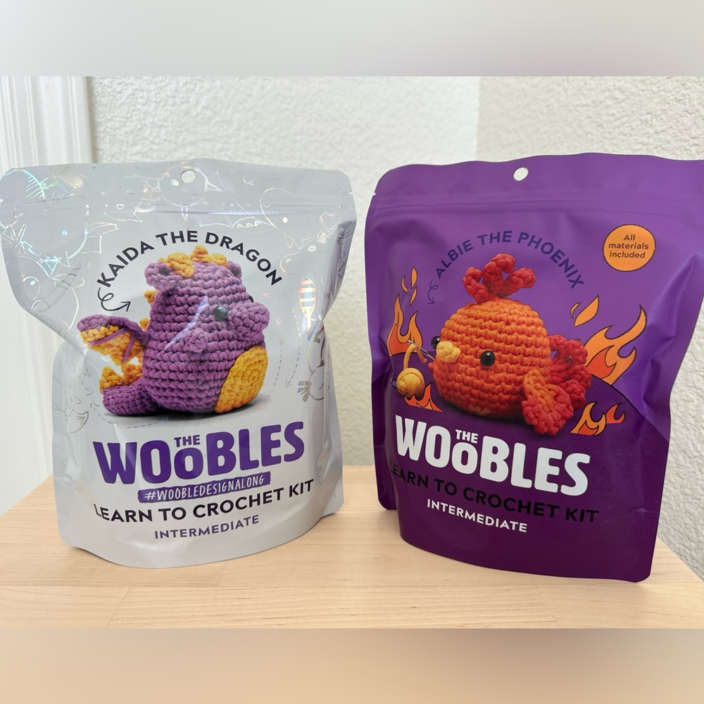 BNIB The Woobles Crochet Kit Bundle - Dragon and Phoenix